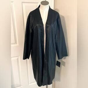 NWT Marc New York Womens Black Faux Leather Long Croc Duster Jacket Sz M